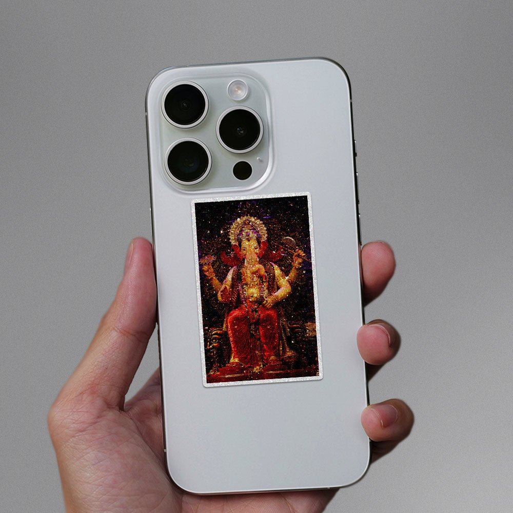 Shree Ganesh 0.2 Glitter Sticker waterproof vinyl decal for laptop, bike, car & bottle