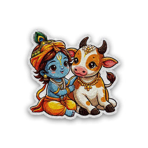 Shree Krishna 3.0 Glitter Sticker waterproof vinyl decal for laptop, bike, car & bottle