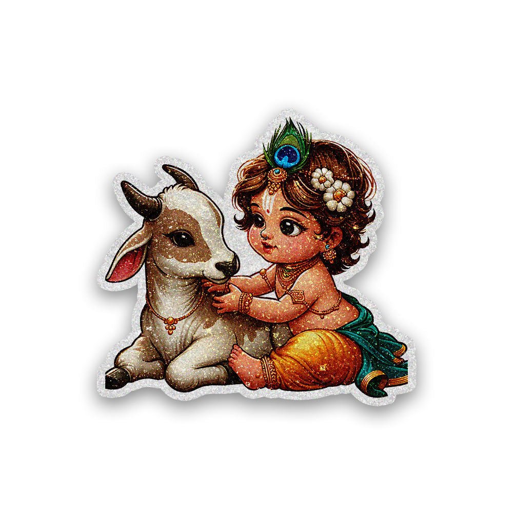 Shree Krishna 6.0 Glitter Sticker waterproof vinyl decal for laptop, bike, car & bottle