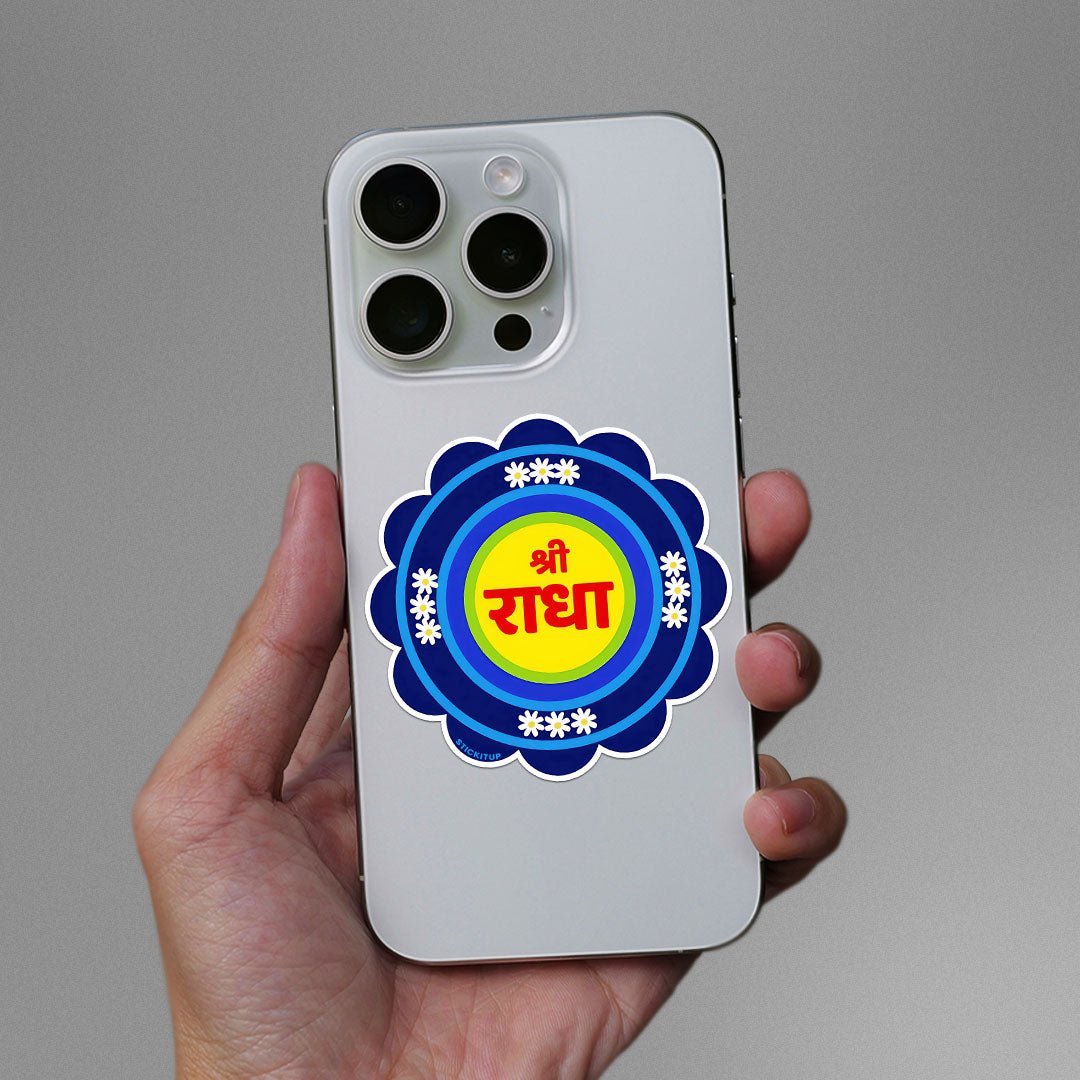 Shree Radha Sticker waterproof vinyl decal for laptop, bike, car & bottle