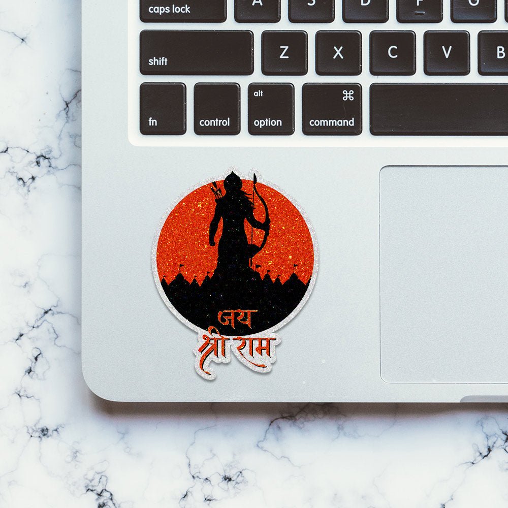 Shree Ram 4.0 Glitter Sticker waterproof vinyl decal for laptop, bike, car & bottle