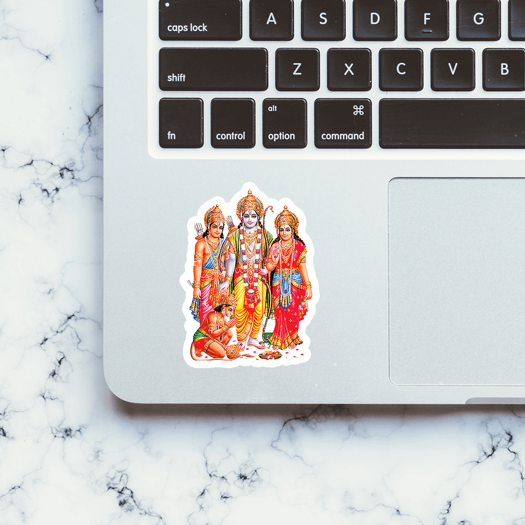 Shri Ram Laxmi Narayan Sticker waterproof vinyl decal for laptop, bike, car & bottle