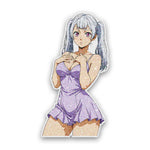 Silver Haired Anime Girl Glitter Sticker - Glitter Stickers | STICK IT UP