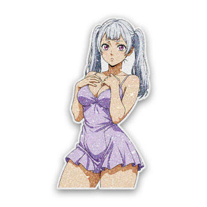 Silver Haired Anime Girl Glitter Sticker - Glitter Stickers | STICK IT UP