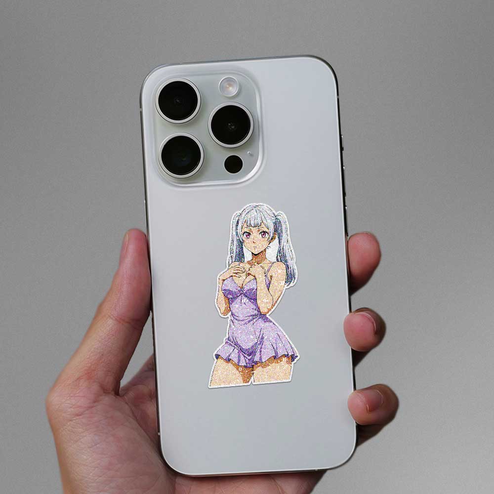 Silver Haired Anime Girl Glitter Sticker - Glitter Stickers | STICK IT UP