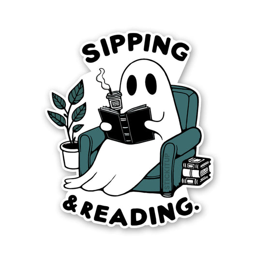 Sipping & Reading Sticker - STICK IT UP