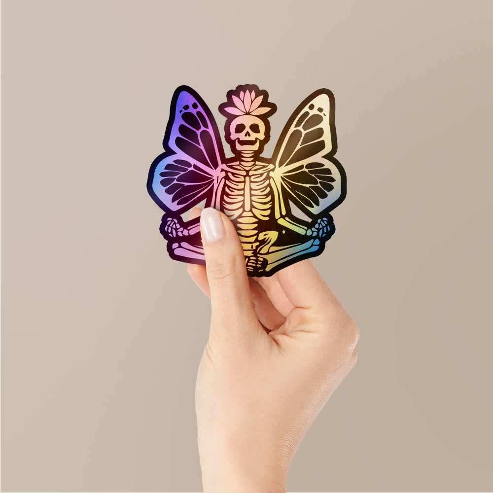 Skeleton Butterfy Holographic Stickers waterproof vinyl decal for laptop, bike, car & bottle