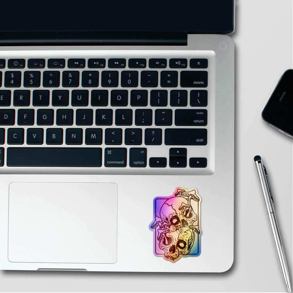 Skull Mushroom Holographic Stickers waterproof vinyl decal for laptop, bike, car & bottle