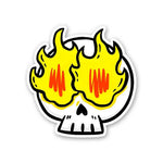 Skull On Fire Sticker waterproof vinyl decal for laptop, bike, car & bottle