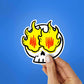 Skull On Fire Sticker waterproof vinyl decal for laptop, bike, car & bottle