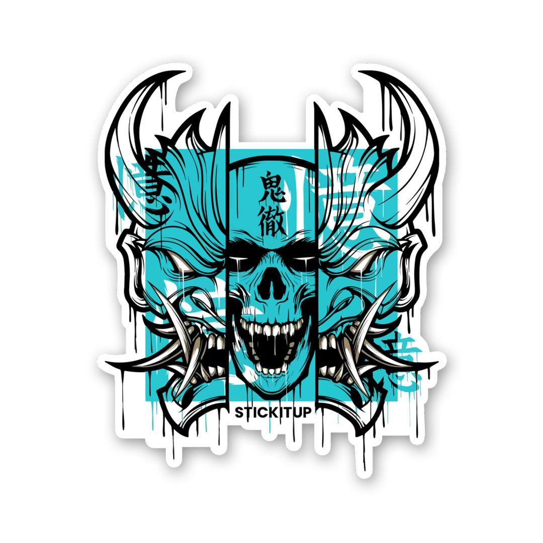 Skull Oni Demon Mask Sticker waterproof vinyl decal for laptop, bike, car & bottle