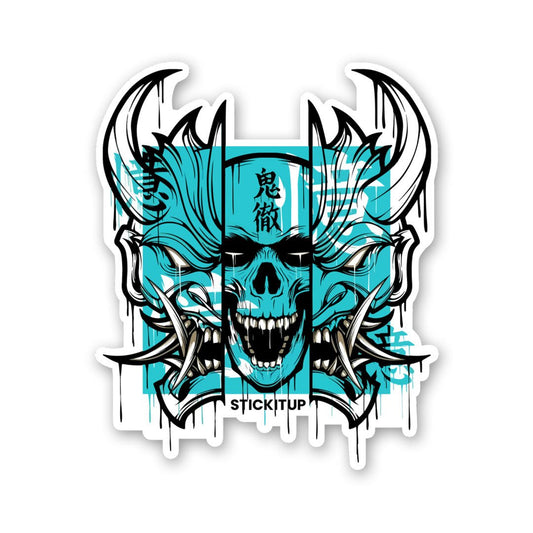 Skull Oni Demon Mask Sticker - STICK IT UP