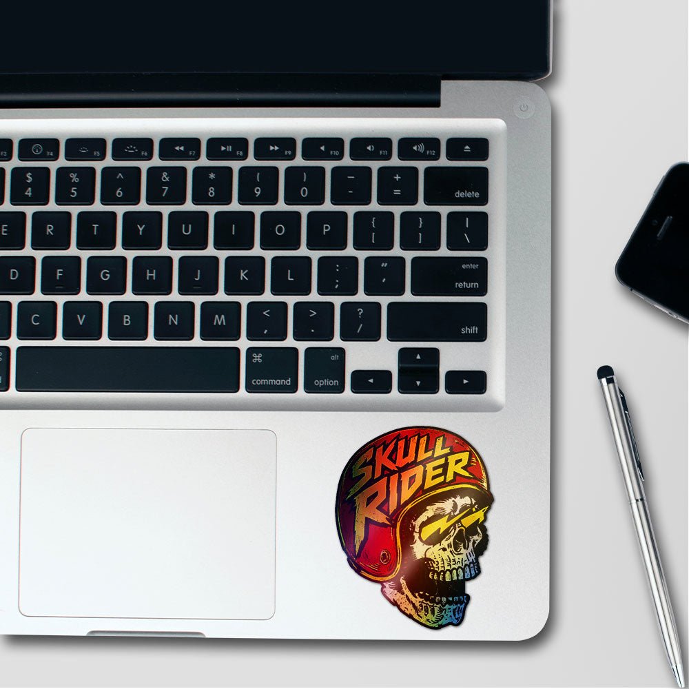 Skull Rider Yellow Holographic Stickers - Holographic stickers | STICK IT UP