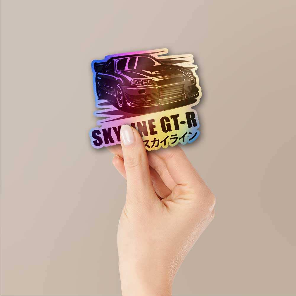 Skyline Gt Holographic Sticker waterproof vinyl decal for laptop, bike, car & bottle