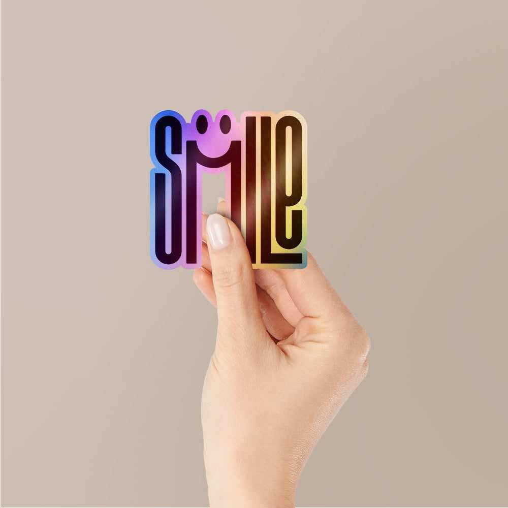 Smile Holographic Stickers waterproof vinyl decal for laptop, bike, car & bottle