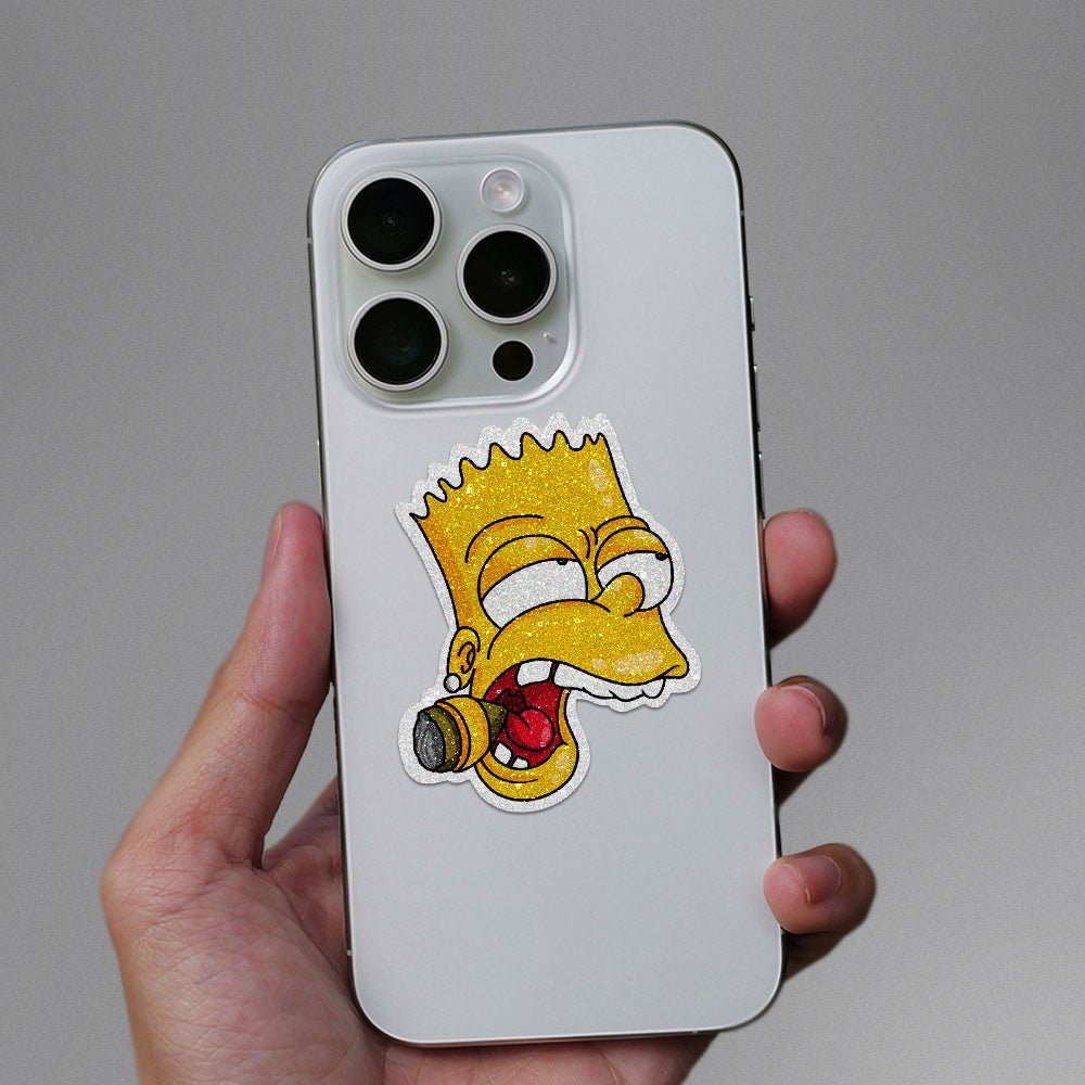 Smoking Bart Glitter Sticker waterproof vinyl decal for laptop, bike, car & bottle