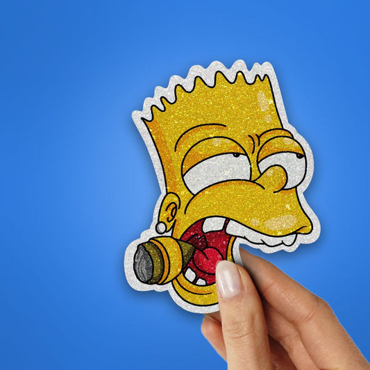 Smoking Bart Glitter Sticker waterproof vinyl decal for laptop, bike, car & bottle