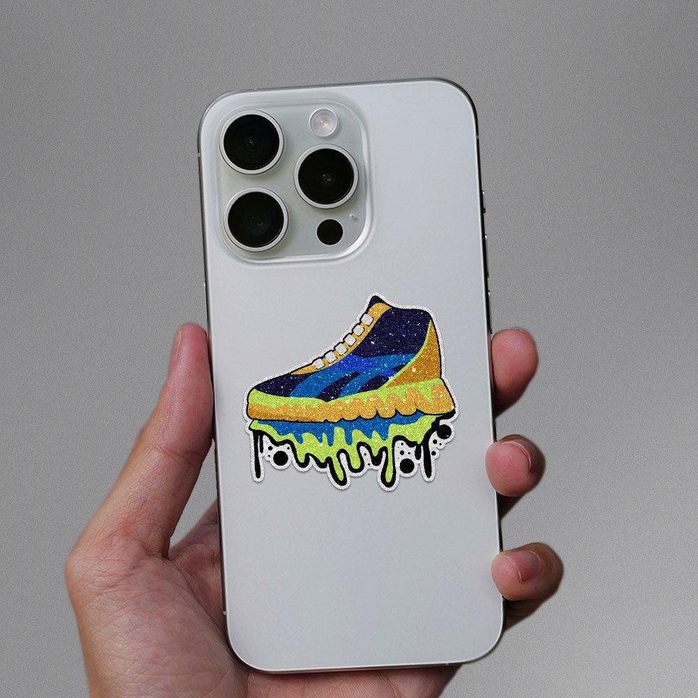 Sneaker Design Glitter Sticker waterproof vinyl decal for laptop, bike, car & bottle