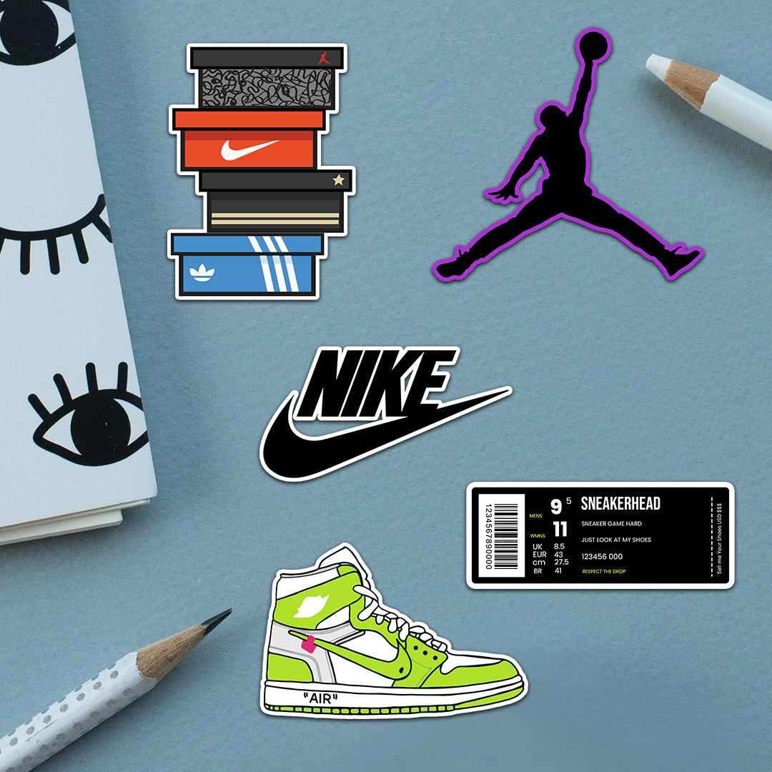 Sneakers Sticker Pack [5 sticker] waterproof vinyl decal for laptop, bike, car & bottle