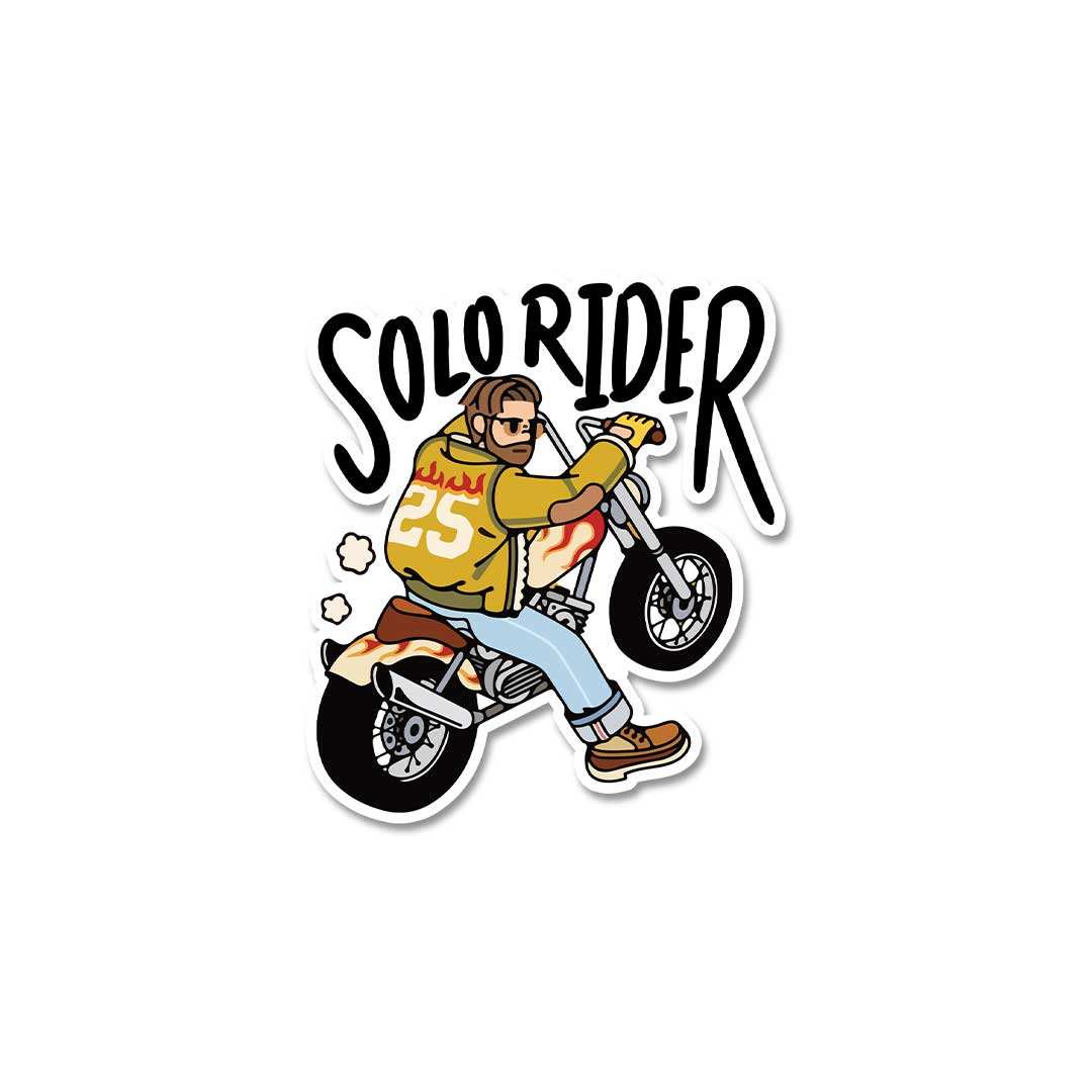Solo Rider Sticker waterproof vinyl decal for laptop, bike, car & bottle