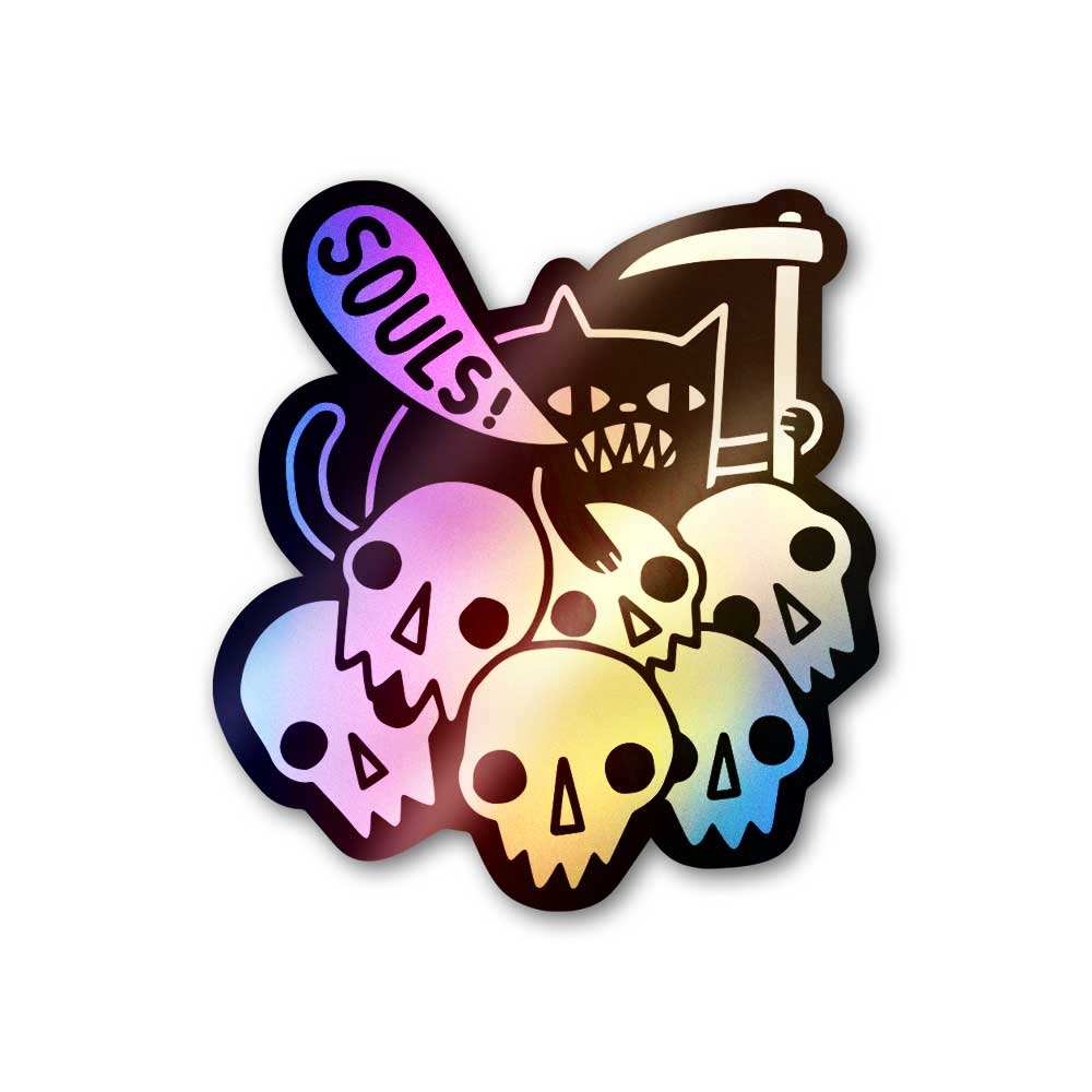 Souls Holographic Sticker waterproof vinyl decal for laptop, bike, car & bottle