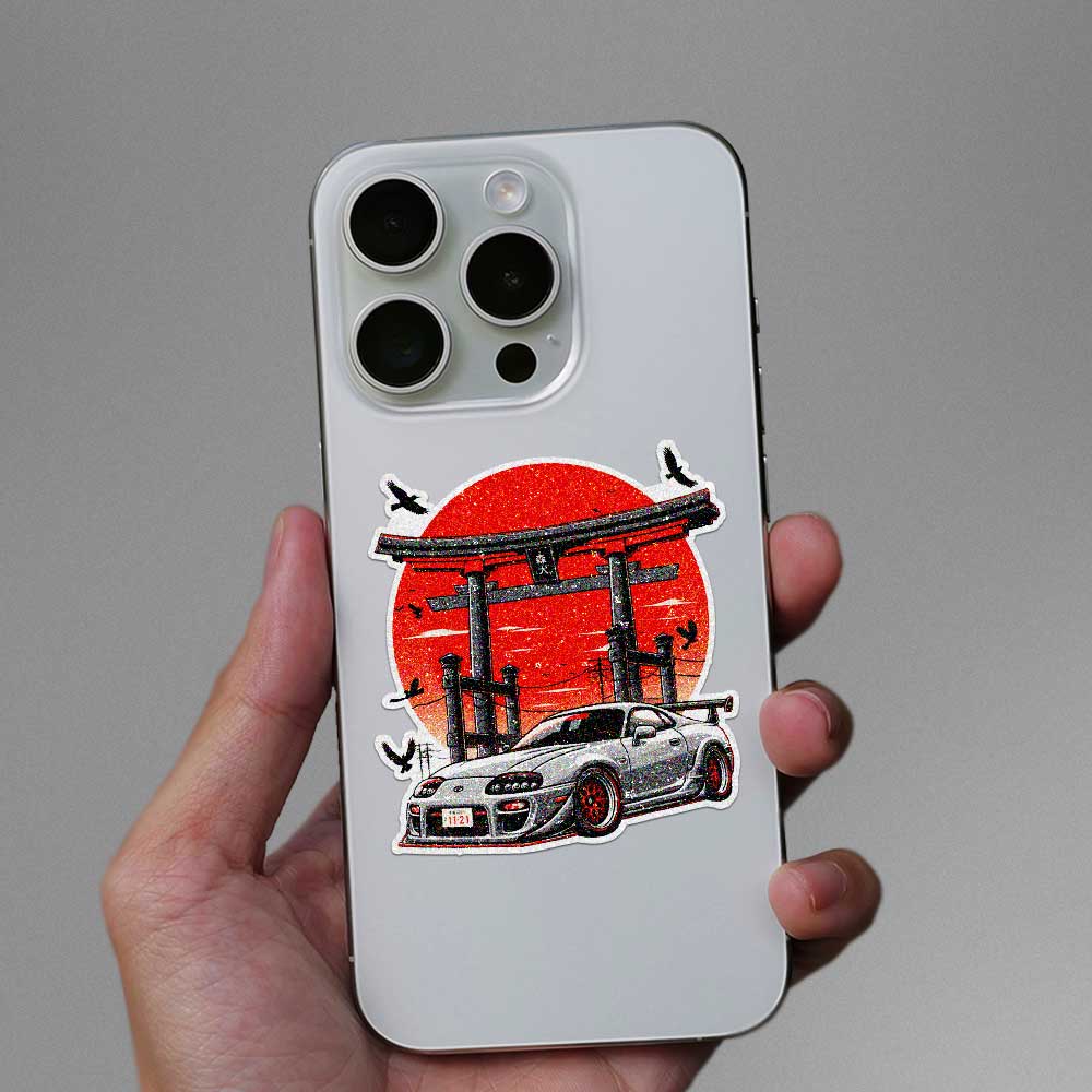 Sports Car Torii Gate Glitter Sticker - Glitter Stickers | STICK IT UP