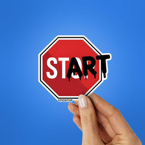 START Sticker waterproof vinyl decal for laptop, bike, car & bottle
