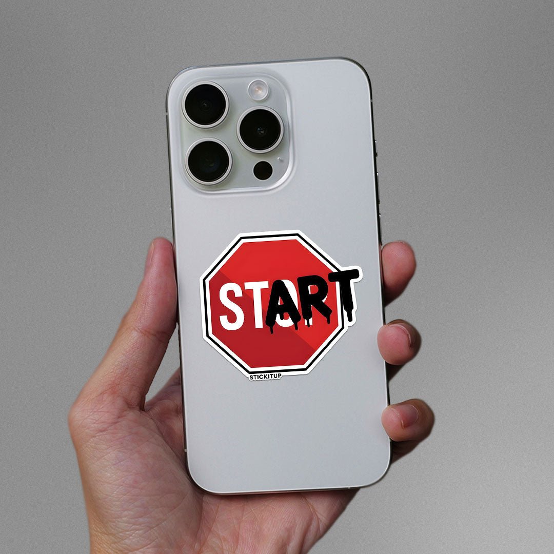START Sticker waterproof vinyl decal for laptop, bike, car & bottle