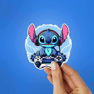 Stitch Gamer Sticker waterproof vinyl decal for laptop, bike, car & bottle