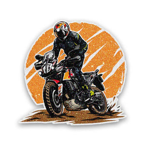 Sunset Motorcycle Rider Glitter Sticker - Glitter Stickers | STICK IT UP