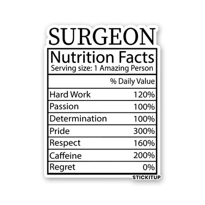 Surgeon Nutrition Facts Sticker - STICK IT UP