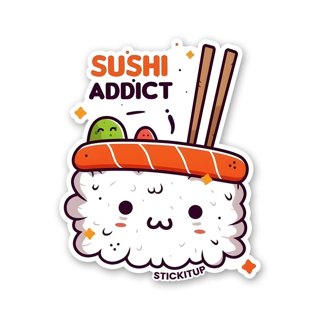 SUSHI ADDICT Sticker waterproof vinyl decal for laptop, bike, car & bottle