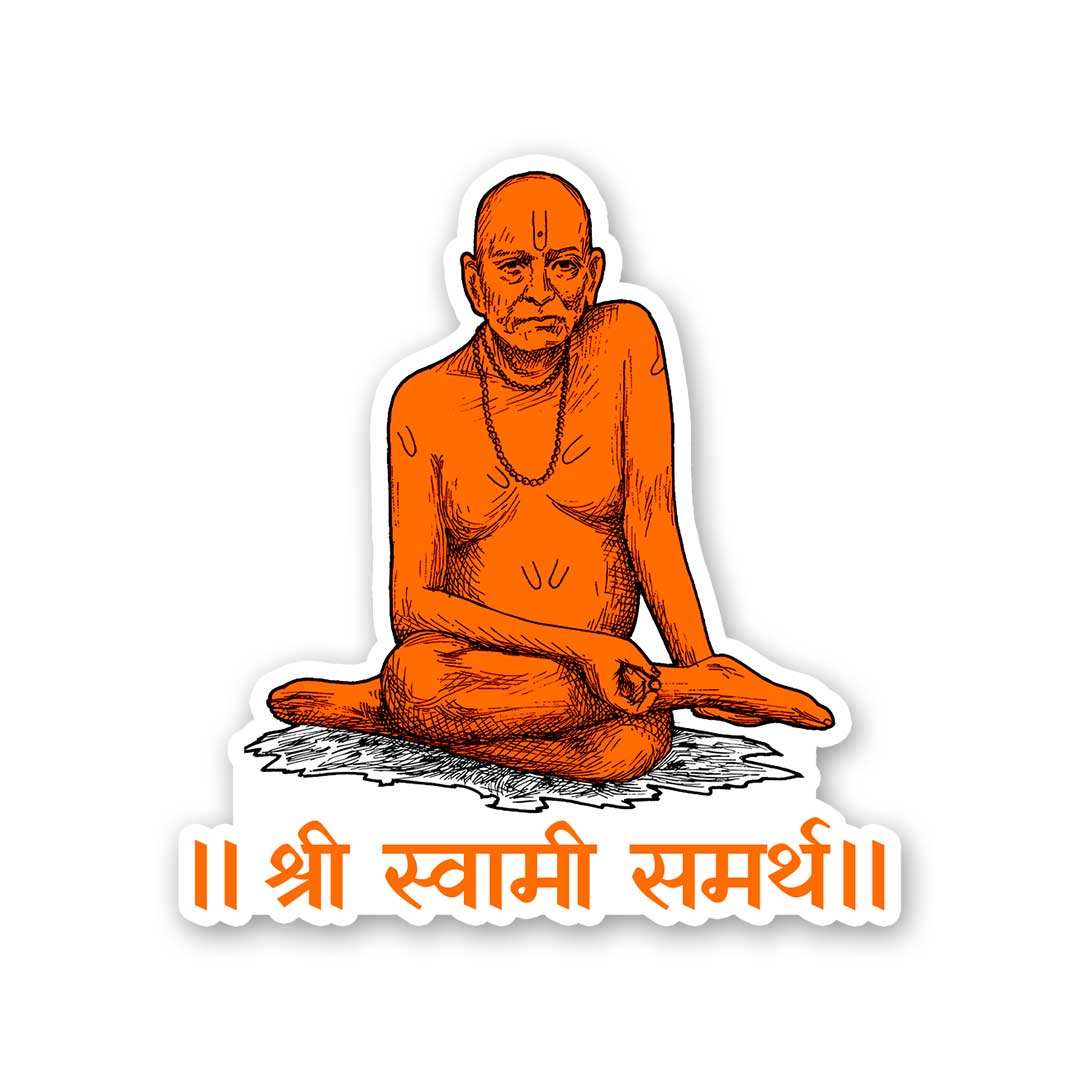 Swami Samarth Sticker waterproof vinyl decal for laptop, bike, car & bottle