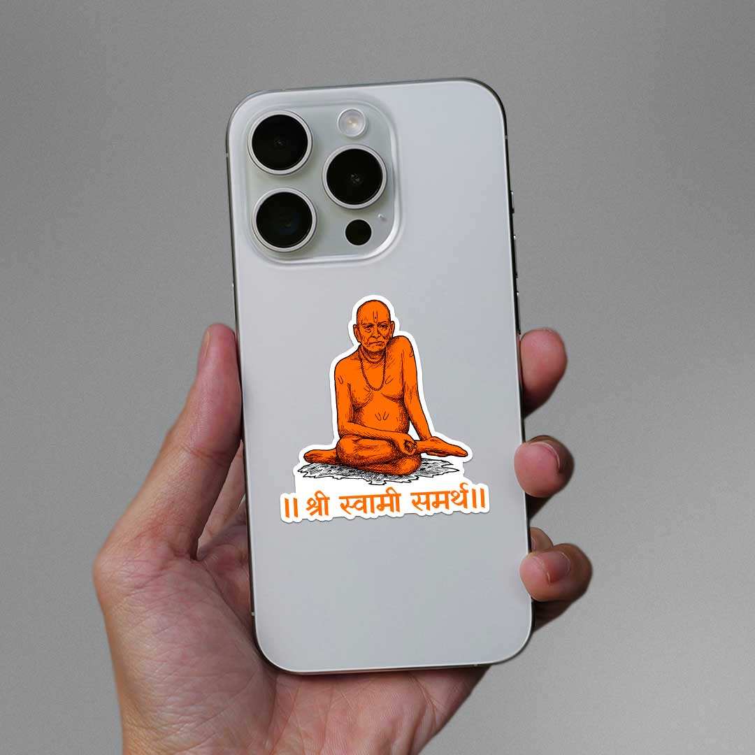 Swami Samarth Sticker waterproof vinyl decal for laptop, bike, car & bottle