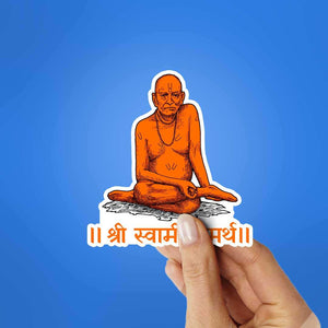 Swami Samarth Sticker waterproof vinyl decal for laptop, bike, car & bottle