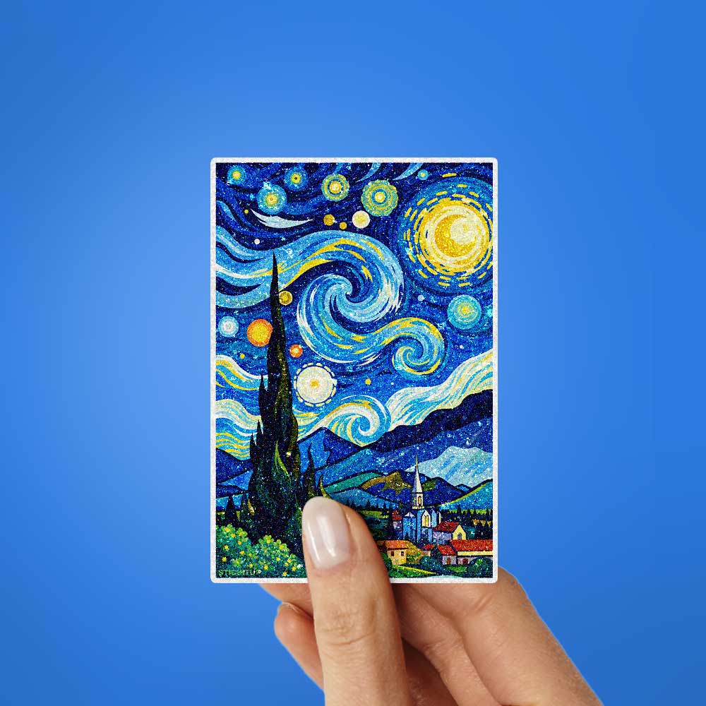 Swirling Night Sky Art Glitter Sticker - Glitter Stickers | STICK IT UP