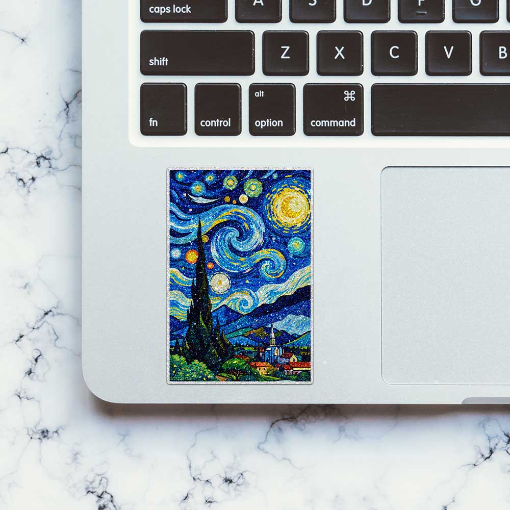 Swirling Night Sky Art Glitter Sticker - Glitter Stickers | STICK IT UP