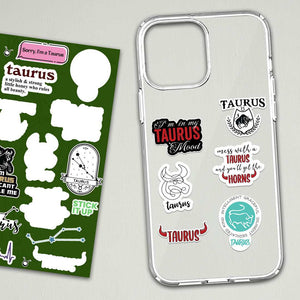 Taurus Mini Sticker Sheet waterproof vinyl decal for laptop, bike, car & bottle