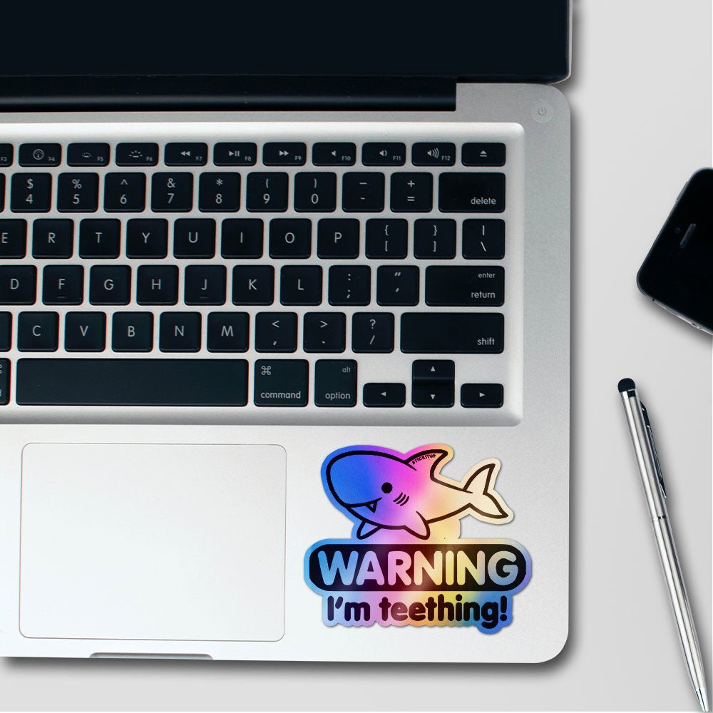 Teething Sticker Holographic Stickers waterproof vinyl decal for laptop, bike, car & bottle