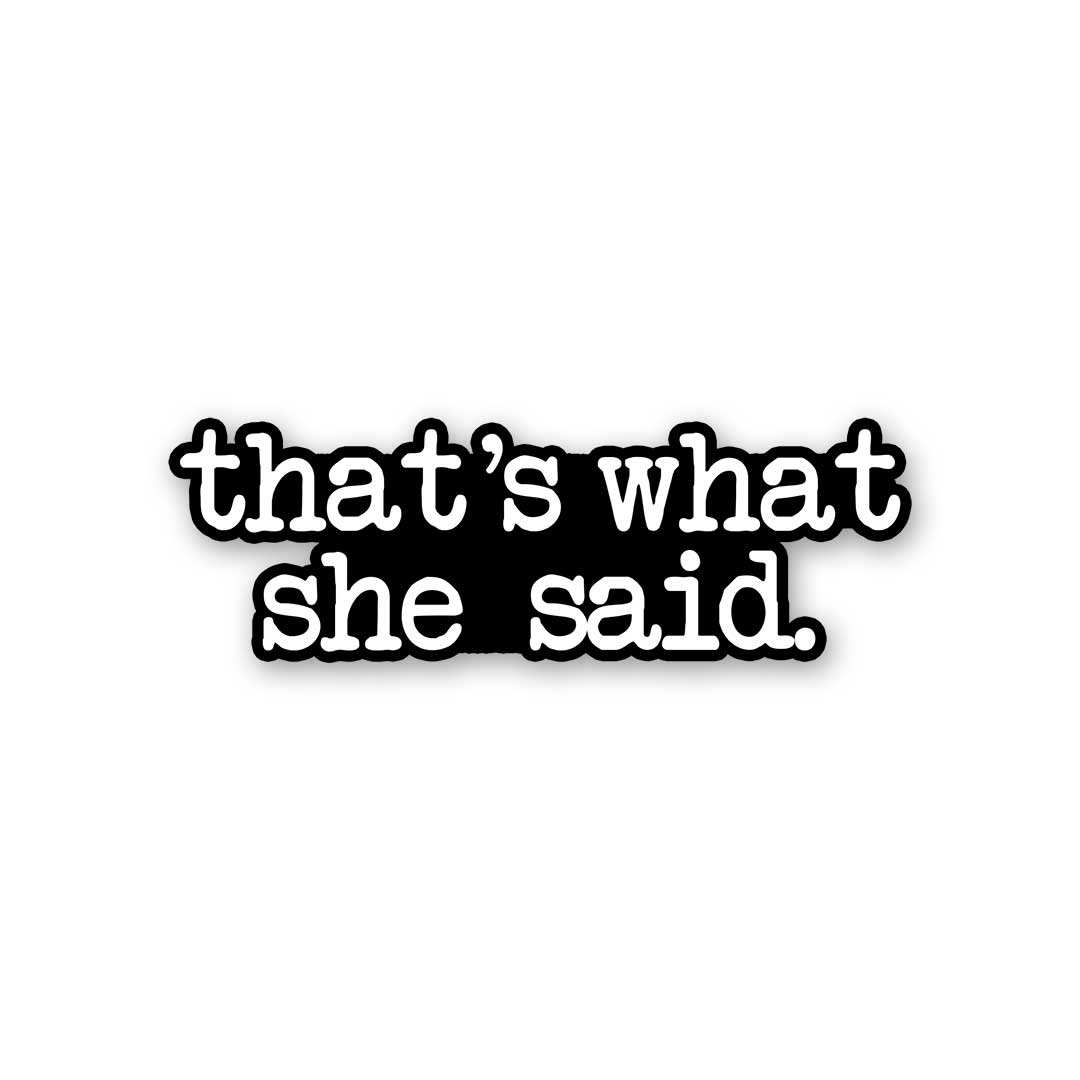 That'S What She Said Sticker waterproof vinyl decal for laptop, bike, car & bottle