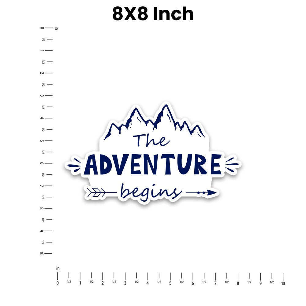 The Adventure Begins Bumper Sticker waterproof vinyl decal for laptop, bike, car & bottle