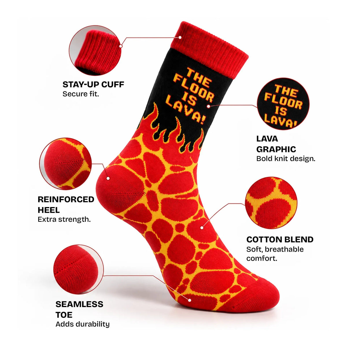 The Floor Is Lava Unisex Socks, Crew Length - Socks | STICK IT UP