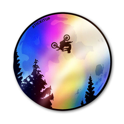 The Flying Moto Holographic Stickers waterproof vinyl decal for laptop, bike, car & bottle