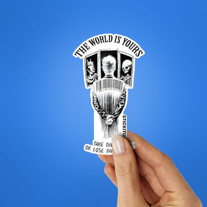 THE WORLD IS YOUR Sticker waterproof vinyl decal for laptop, bike, car & bottle