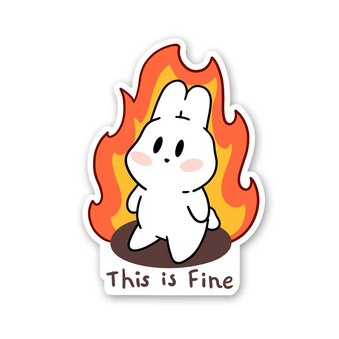 This Is Fine Sticker waterproof vinyl decal for laptop, bike, car & bottle
