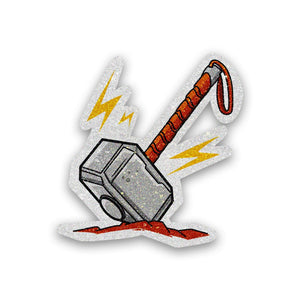 Thor Hammer Glitter Sticker waterproof vinyl decal for laptop, bike, car & bottle
