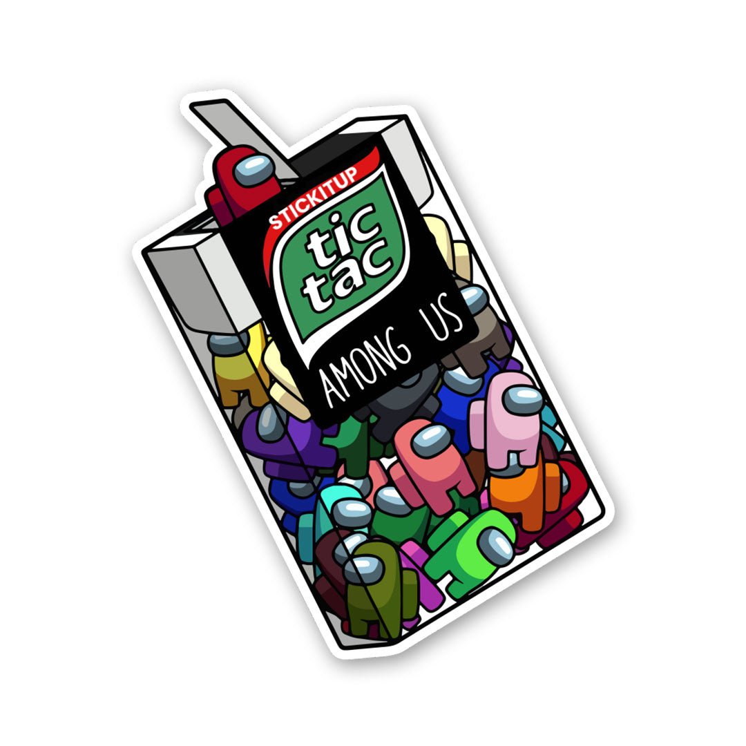 Tic Tac Among Us Sticker waterproof vinyl decal for laptop, bike, car & bottle