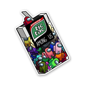 Tic Tac Among Us Sticker waterproof vinyl decal for laptop, bike, car & bottle