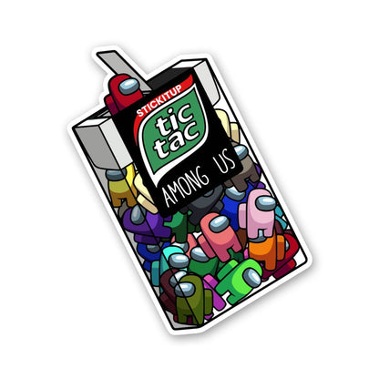 Tic Tac Among Us Sticker waterproof vinyl decal for laptop, bike, car & bottle