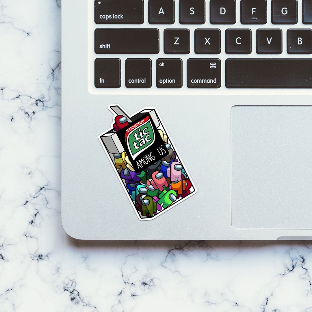Tic Tac Among Us Sticker waterproof vinyl decal for laptop, bike, car & bottle